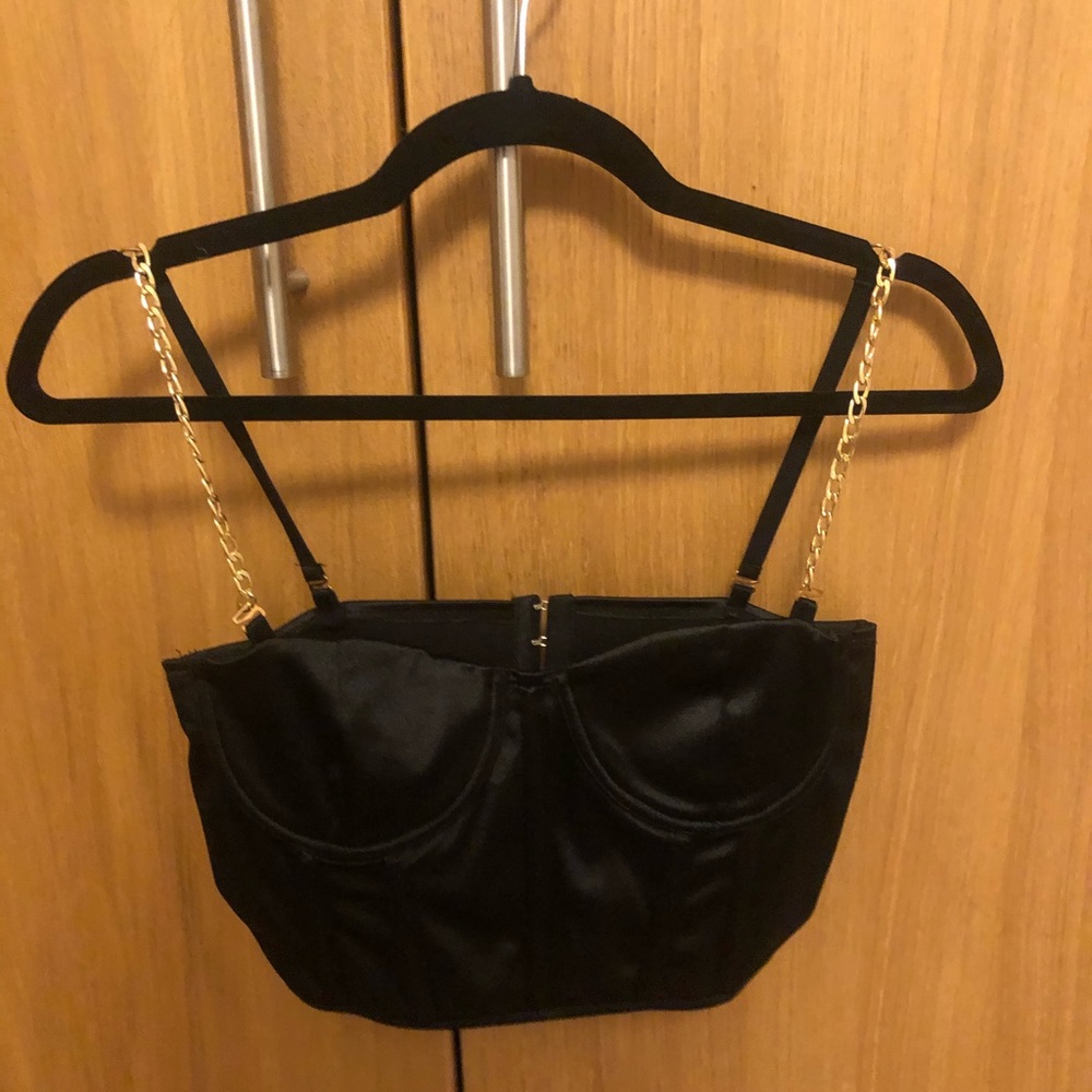 Vintage corset top with chain straps